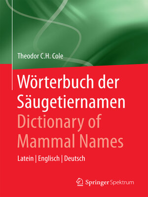 cover image of Wörterbuch der Säugetiernamen--Dictionary of Mammal Names